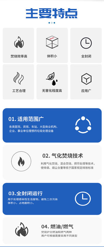 304 Stainless Steel Shell Garbage Incinerator with 6 to 12 Hours Processing Time and Fully Automatic / Semi-automatic Operation