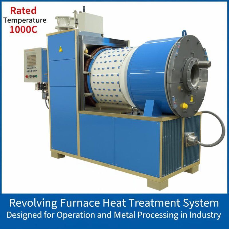 Rated Temperature 1000C Revolving Furnace Heat Treatment System Designed for Operation and Metal Processing in Industry