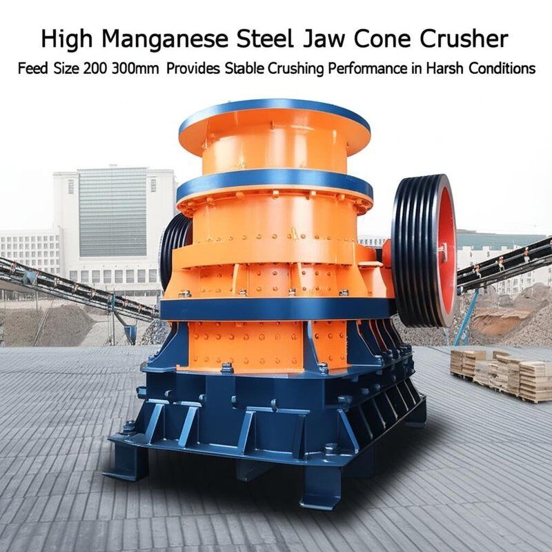 High Manganese Steel Jaw Cone Crusher with Feed Size 200 300mm Provides Stable Crushing Performance in Harsh Conditions