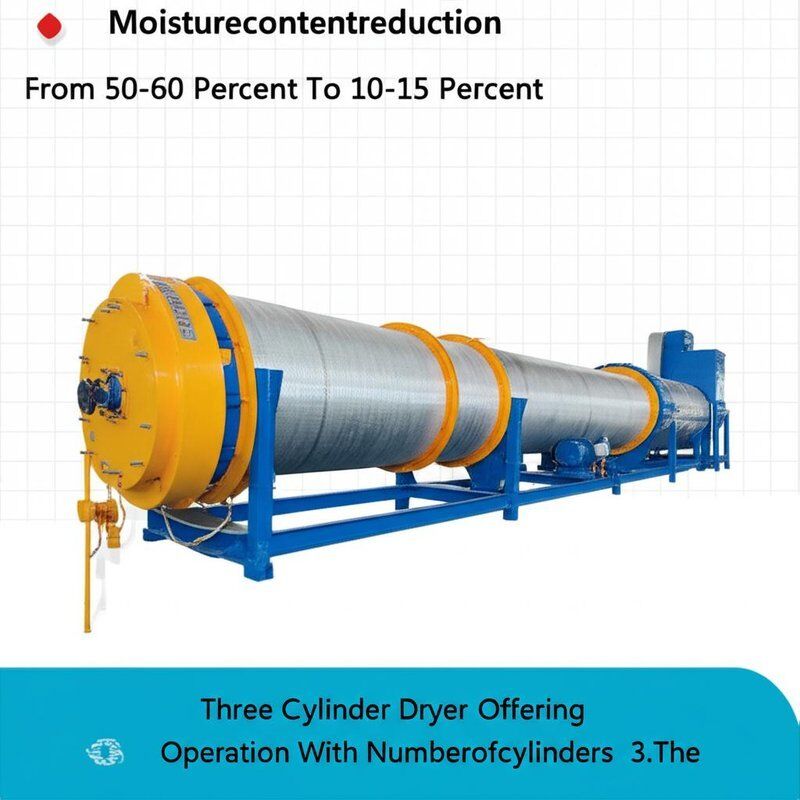 Moisturecontentreduction From 50-60 Percent To 10-15 Percent Three Cylinder Dryer Offering Operation With Numberofcylinders 3