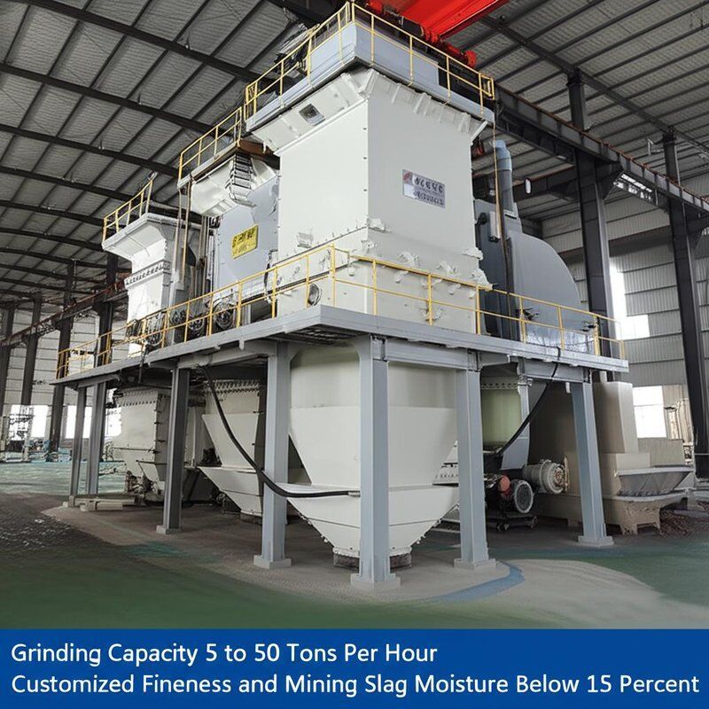 Vertical Roller Grinding Mill with 5 to 50 Tons Per Hour Capacity and Customized Fineness for Mining Slag Below 15% Moisture