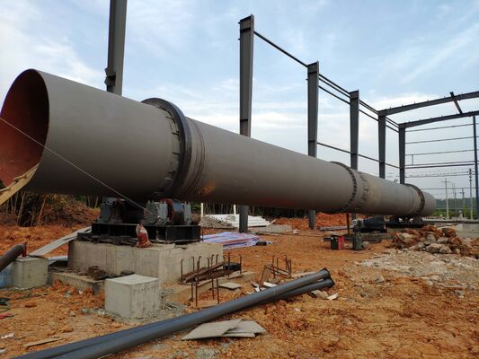 200 Tons Per Day Capacity Rotary Kiln with Gear And Pinion Drive and Screw Feeder for Industrial Applications